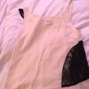 Pencey off white and black lace top